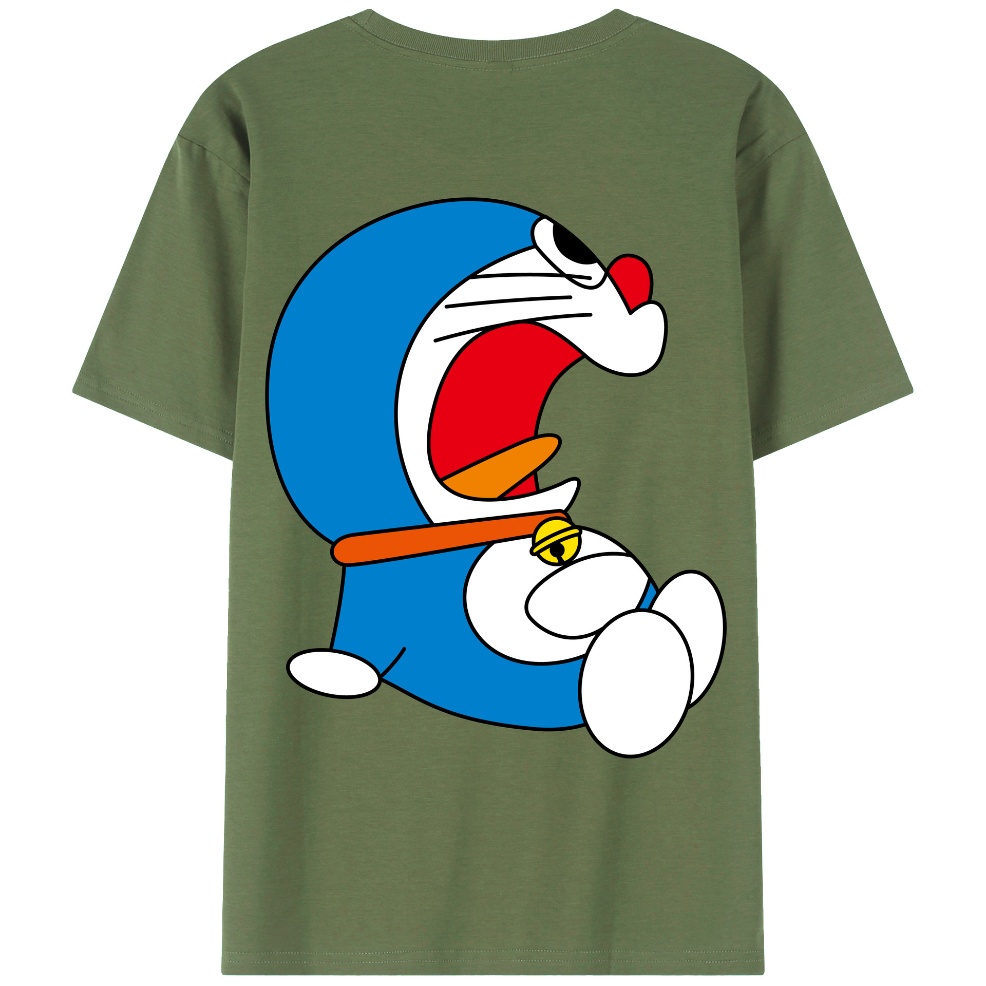 （画像用） ドラえもん Doraemon 綿100％ メンズ半袖Tシャツ（バックプリント） 通気性